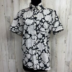 Kennington Black and White Floral Men's‎ Cotton Button Down Shirt
